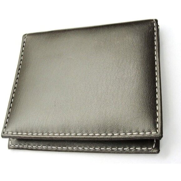 Brown Stitched Money  Leather Wallet Photo Credit Card Cash ID Holder - Picture 6 of 6